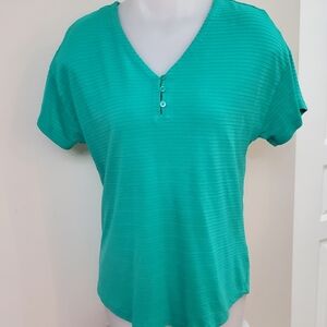 Talbots Teal Henley V-Neck Tee Medium